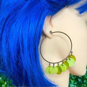 Y2K Hoop Earrings with Green Detailing